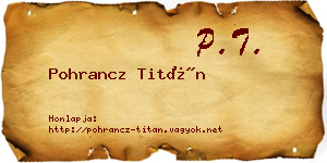 Pohrancz Titán névjegykártya